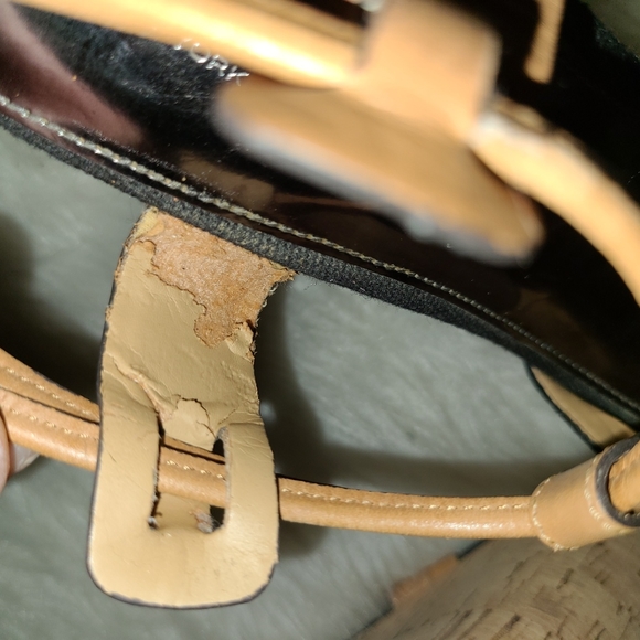 Y2K Coach Size 7.5 B Black Fabric Tan Cork Wedges - Picture 11 of 14